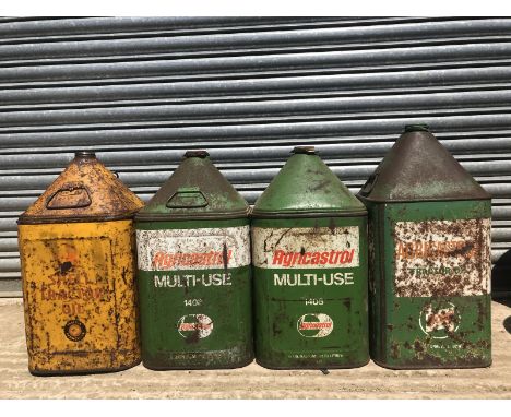 Four Tractor Oil five gallon pyramid cans.