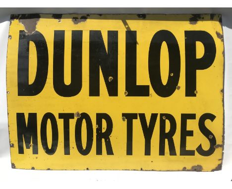 A Dunlop Motor Tyres rectangular enamel sign, 48 1/2 x 36".