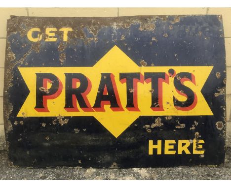 A Get Pratt's Here rectangular enamel sign, 42 x 30".