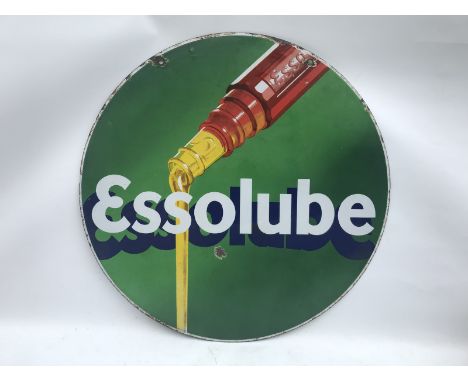 A good Essolube part pictorial circular double sided enamel sign, 26" diameter. 