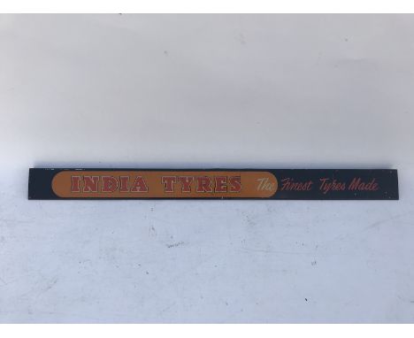 An India Tyres - The Finest Tyres Made shelf strip, 17 1/2" long. 