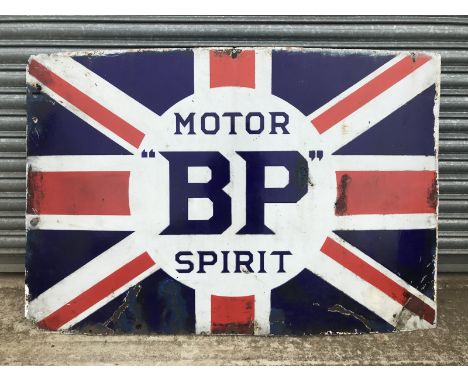 A large BP Motor Spirit Union Jack enamel sign by Bruton and Sons of Palmers Green, 54 x 36".