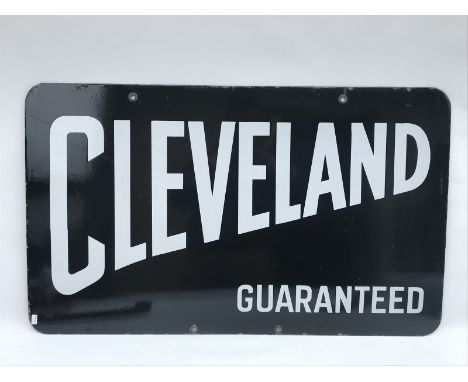 A Cleveland Guaranteed double sided rectangular enamel sign, in good condition, 30 x 18". 