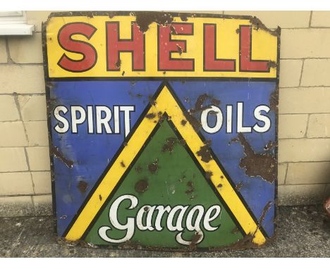 A Shell Spirit and Oils Garage enamel sign, 48 x 48".