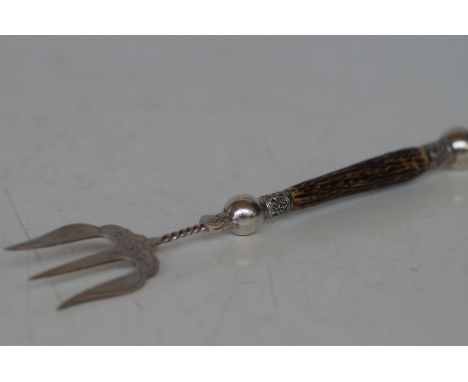 White metal horn handle fork