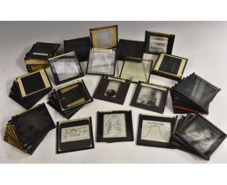 A collection of early 20th century Magic Lantern slides, of scientific and technical charts, scales and phenomena, (qty) 