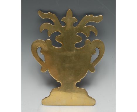 A George III brass mantel silhouette, as an urn, 20cm long, early 19th century 