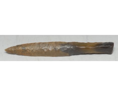 Antiquities - Stone Age, a fine and rare flint Type III a/b dagger, typically worked, 17.5cm long, Aalborg, North Jutland, De