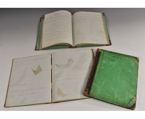 Mathematics and Geometry - a set of three 19th century exercise books, inscribed in ink manuscript with problems, calculation