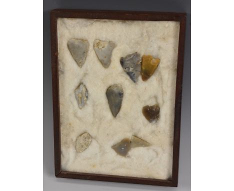 Antiquities, Stone Age - a collection of ten British Neolithic flint arrow heads and other sharp instruments, various forms, 