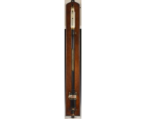 A 19th century large bore Kew pattern barometer, 20.5cm silvered register with rack-and-pinion adjustment, numbered 862, bras