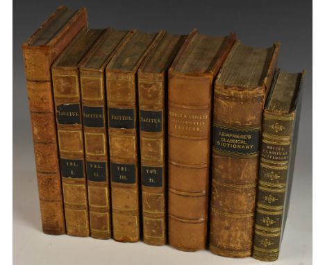 Classics - Tacitus, Opera, four-volume set, [London]: G &amp; W.B. Whittaker, 1823, one fold-out genealogical table, contempo