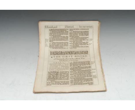 The King James Bible 1611, Folio & Lectern-Size, 32 leaves only, first edition: first or second issue, London: Robert Barker,