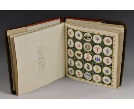 Heraldry - Royalty - a 19th century album of crests and monograms, mostly Scottish, the pages illuminated, illustrated and pa