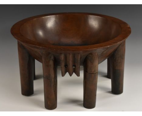 Tribal Art - a Fijian kava bowl, dished circular well, eight legs, 40cm diam 