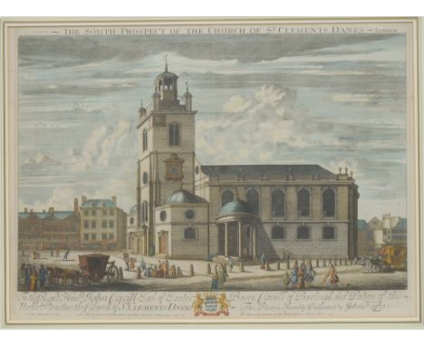 Johannes "Jan" Kip (1652/53-1722), by, The South Prospect of the Church of St. Clements Danes, London, [Dedicated] To the Rig