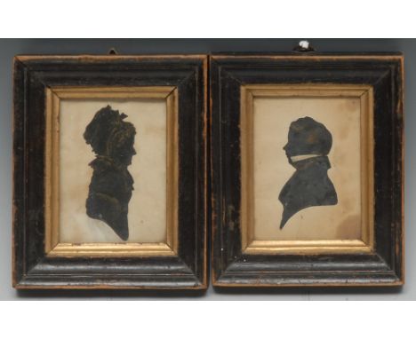 English School (early 19th century), a pair of portrait silhouettes, of a lady and gentleman, bust-length, turned in profile 