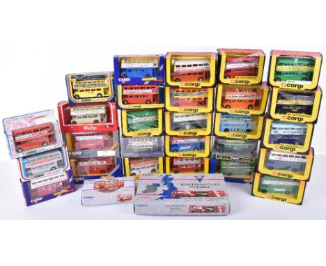 Twenty Nine Boxed Corgi Bus Models, includes 23 Routemaster buses all in mint condition, boxes are fair to excellent ( 29 ite
