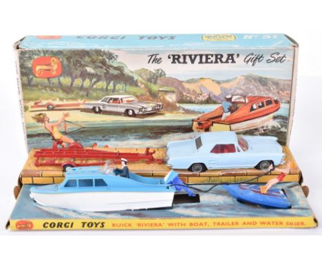 Corgi Toys The ‘Riviera’ Gift Set 31, Buick Riviera, light blue in good original condition, some paint chipping, some chrome 