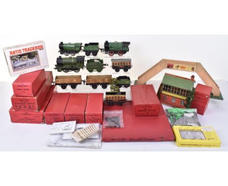 Boxed O gauge Hornby Trains rolling stock, No.1 crane truck, Milk Traffic van, Goods brake van, McAlpine side tipping wagon, 