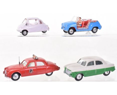 Four Unboxed Corgi Toys, 200 Ford Consul Saloon, cream/green body, flat spun wheels, some paint loss to front of bumper,213S 