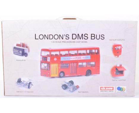 Gilbow 1:24 scale London’s DMS Bus, red details include steering and front suspension, rotating blinds, rear suspension, open