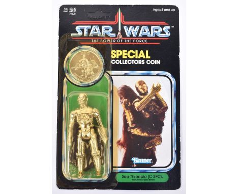 Kenner Star Wars The Power Of the Force See-Threepio (C-3OP) with removable limbs Vintage Original Carded Figure, 3 ¾ inches 
