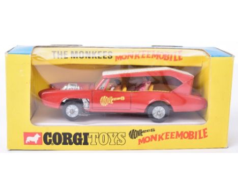 Corgi Toys 277 Monkees Monkeemobile,red body, white roof, cast wheels, with figures of Mike, Mikey, Davey &amp; Pete, model i