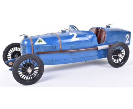 Scarce 1930’s  CIJ (France) Alfa Romeo P2 Clockwork Racing Car, pressed steel body, finished in French blue, racing number ‘2