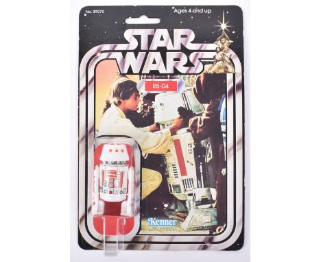  Kenner Star Wars R5-D4 Vintage Original Carded Figure, 3 ¾ inches mint, with a near mint bubble on a excellent 21 back punch