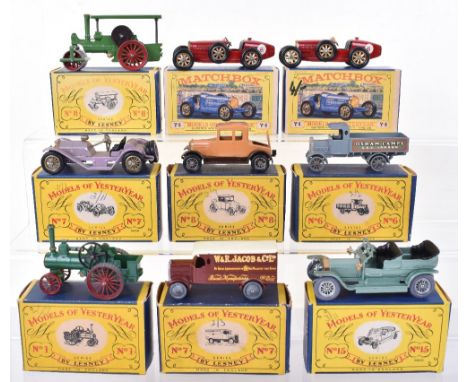 Nine Boxed 1st/2nd Issues Matchbox Models Of Yesteryear,Y-1 Allchin Traction Engine,   Y-6 AEV Y Type Lorry Osram Lamps, 2 x 