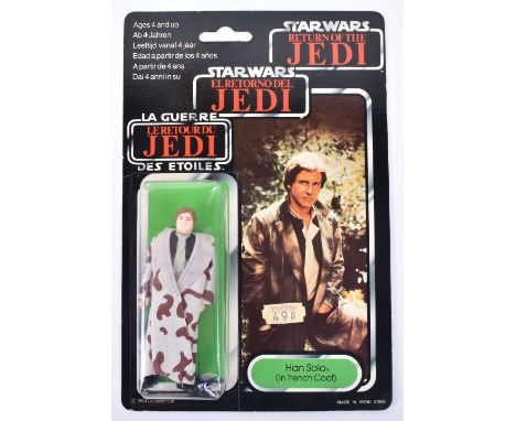 Palitoy General Mills Star Wars Tri Logo Return Of The Jedi Han Solo (In Trench Coat) Vintage Original Carded Figure, 3 ¾ inc