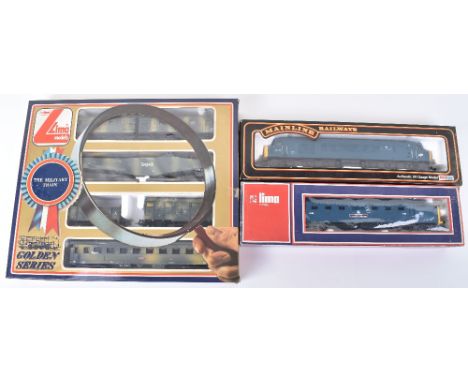 Lima 00 gauge Military train set, 10 9704 containing a double end KG diesel engines, 24-wheel bogie mounted Leopold gun, open