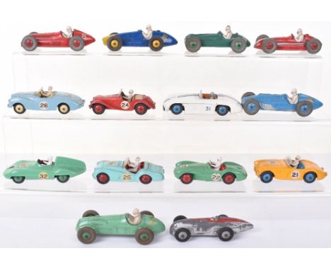 Dinky Racing and Touring cars, 23f Alfa-Romeo, 23G Cooper-Bristol, 23H Ferrari, 23K Talbot Lago, 23J H.W.M, 23N Maserati, 107