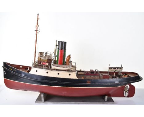 A Large Impressive Live Steam Vintage Model of the Screw Steamer ‘Ajax’, with painted oxide red/black metal hull, wooden plan