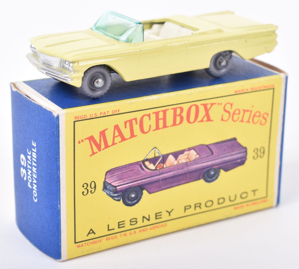 Matchbox Lesney Series Regular Wheels 39b Pontiac Convertible, Primrose ...