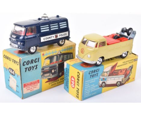 Two Boxed Corgi Toys 464 Commer Police Van, with flashing light, dark blue ‘County Police’ transfer, spun wheels, red interio