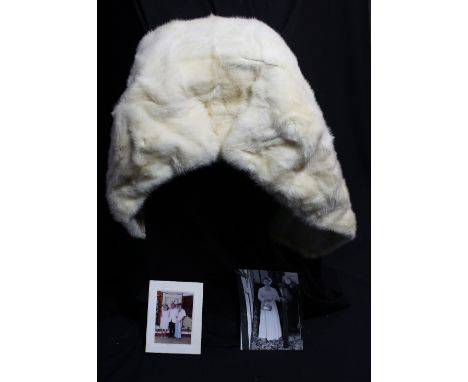 JEAN ALEXANDER; her white fur stole with photograph depicting the Coronation Street star wearing the item inscribed 'Cruising