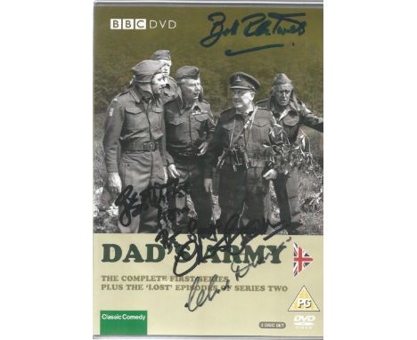Bill Pertwee, Colin Bean and Clive Dunn signed DVD insert for Dad's Army. Good Condition. All signed items come with our cert