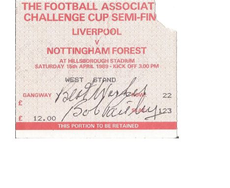 Bob Paisley football legend signed Liverpool v Notts Forest ticket. Good Condition. All signed items come with our certificat