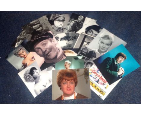 Dads Army/Carry On UNSIGNED photo collection.  21 photos 10x8 size.  Includes Arthur Lowe, Ian Lavender, Amanda Barrie, Berna