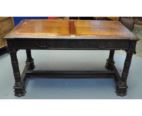 19th Century classically designed oak side table, the drawers stamped 'Morant &amp; Co, New Bond St, London', overall with ca