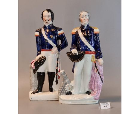 Two 19th Century Staffordshire pottery military portrait figures; 'Louis Napoleon' and 'G Napier'. 40 & 41cm high approx. (2)