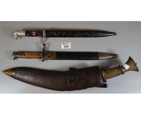 Second World War period Hitler Youth dagger marked E. Pack &amp; Sohne Solingen, having fullered 25cm blade and checkered gri