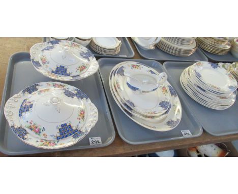 Three trays of Royal Staffordshire English pottery marked A.J Wilkinson Ltd dinnerware items to include; gravy boat, meat pla