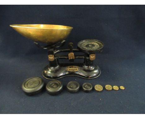 Set of Frederick Hill Birmingham weighing scales with weights.(B.P. 21% + VAT) 