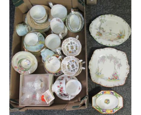 Box of assorted Paragon fine bone china tea and dinnerware to include; 'Merrivale' and 'Old World Garden' serving plates, Can