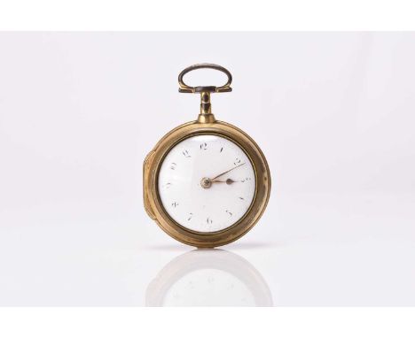 A George III gold plated pair case verge pocket watchDate: Circa 1790Movement: Verge fusee, pierced and engraved balance cock