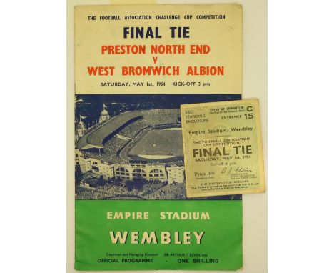 FA Cup Final 1954 programme with ticket in good condition, Preston North End V West Bromwich Albion. not annotated. P&amp;P G