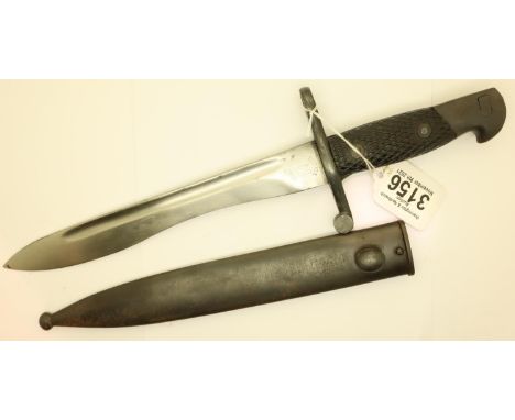 Spanish 1941 pattern Bolo bayonet, acid etched Toledo, numbered 2128G and with steel scabbard, blade L: 25 cm. P&amp;P Group 